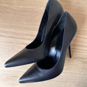 Versace Black Leather Stiletto Pumps (Size 38 / US 8)